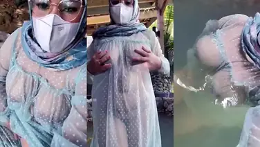 Bokep Jilbab Transparan Di Kolam Renang Viral poster